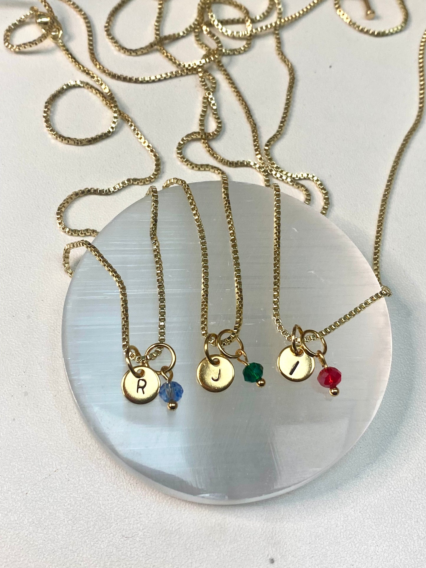 Custom Dainty Initial Name Necklace with Birthstone