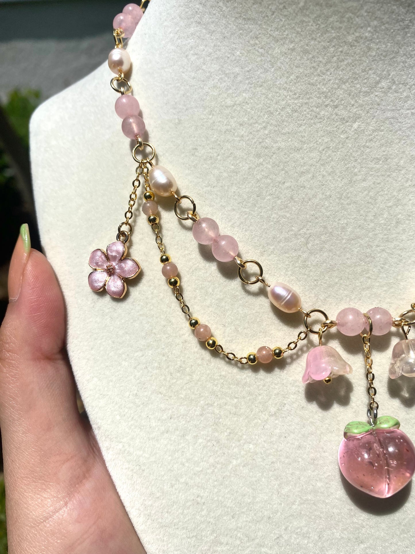 Peachy Rose Quartz Necklace