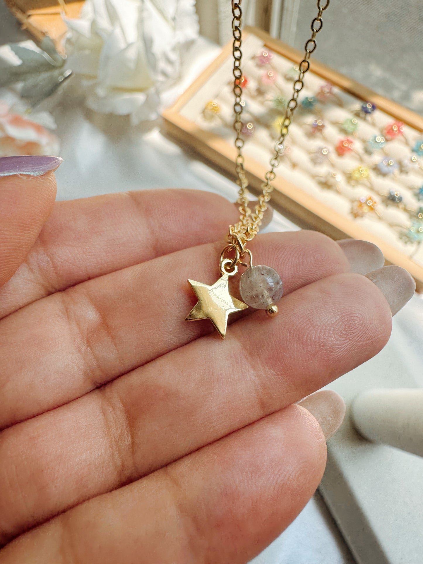 Star Necklace with Gemstone