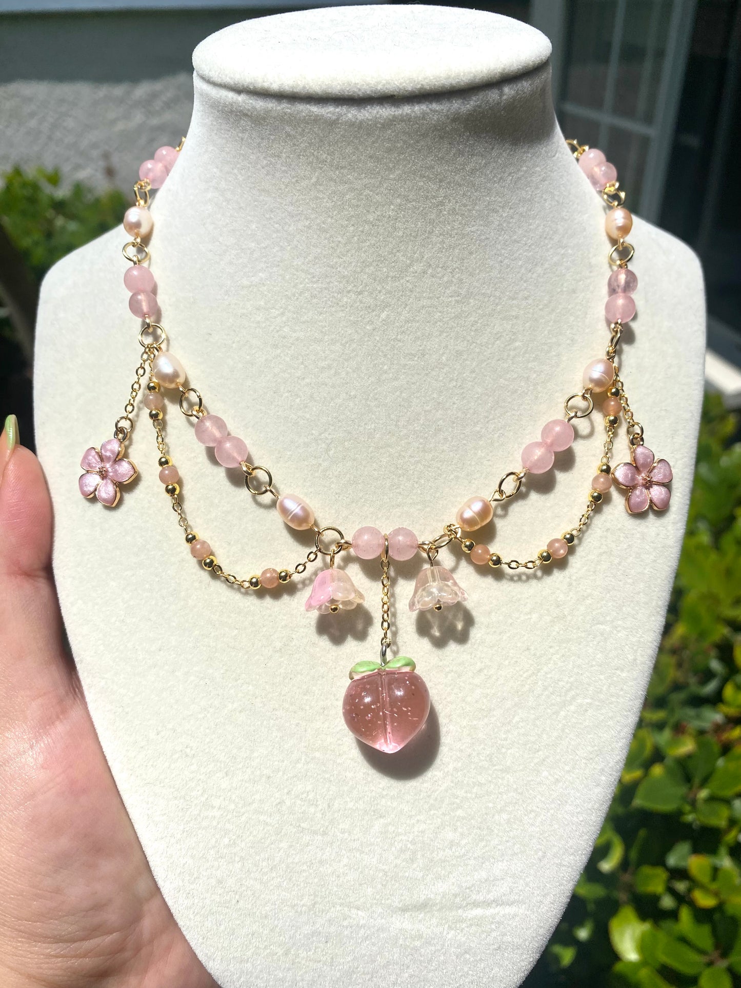 Peachy Rose Quartz Necklace