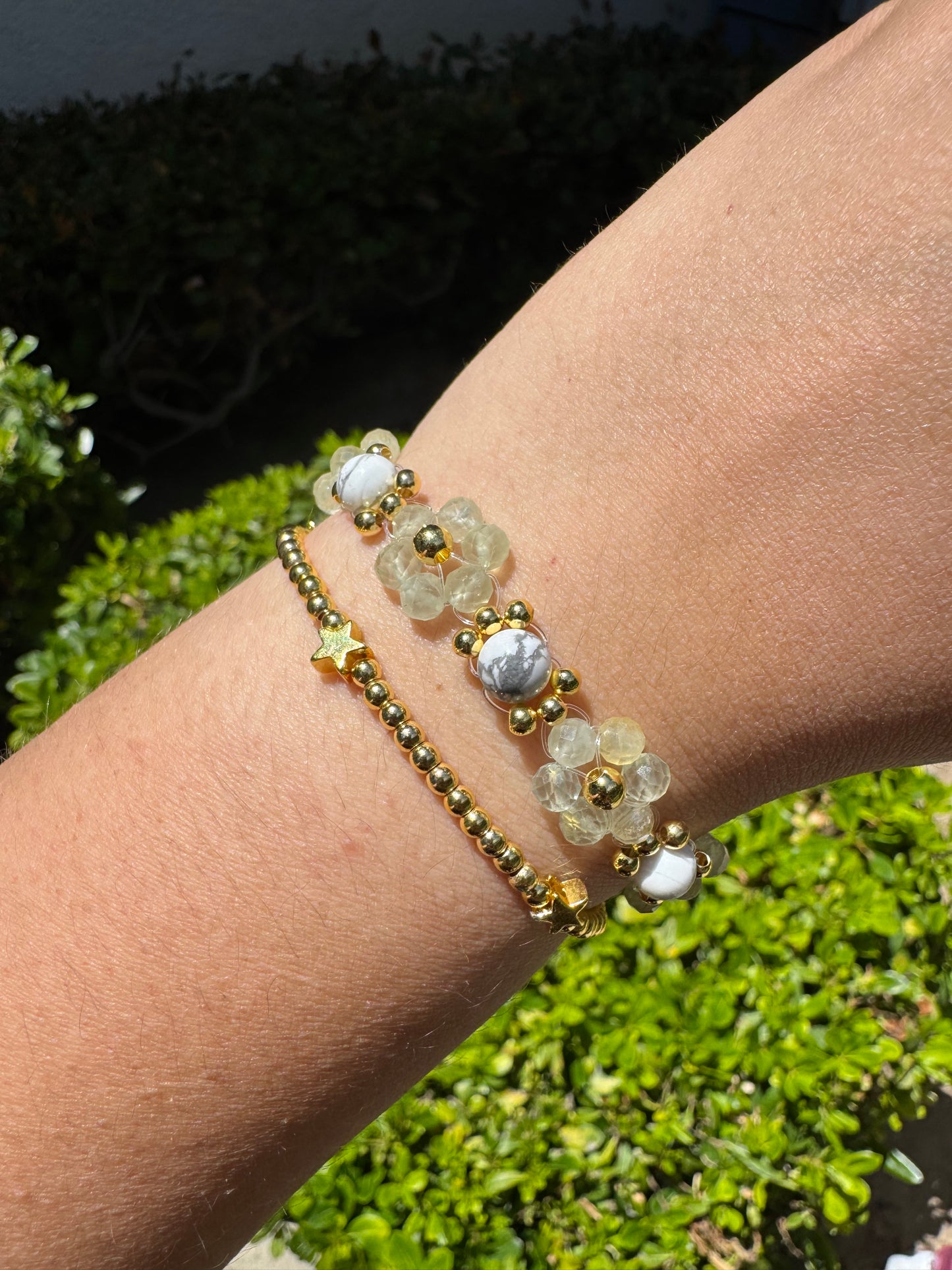 Gemstone Beaded Flower Bracelet