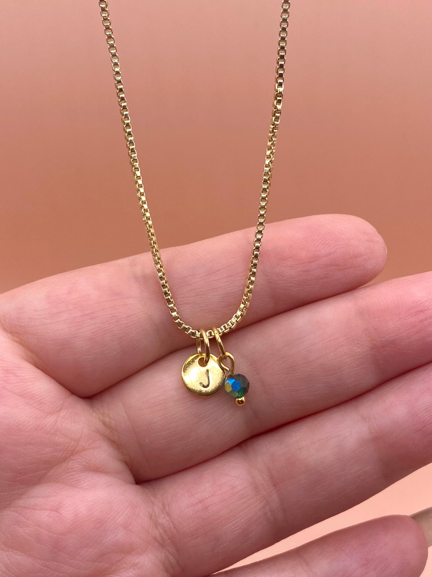 Custom Dainty Initial Name Necklace with Birthstone