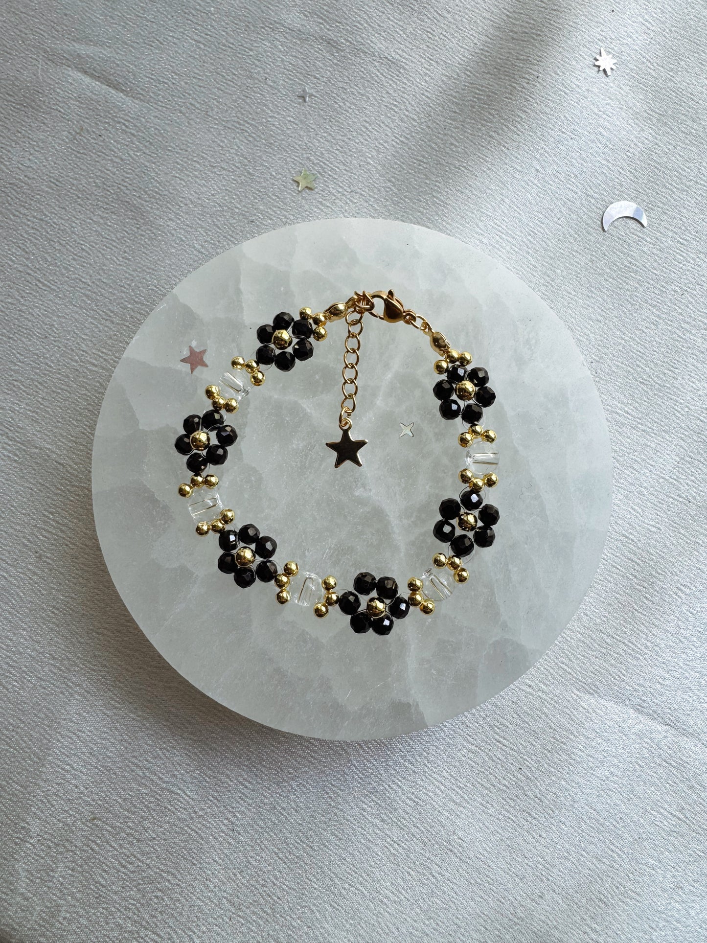 Gemstone Beaded Flower Bracelet