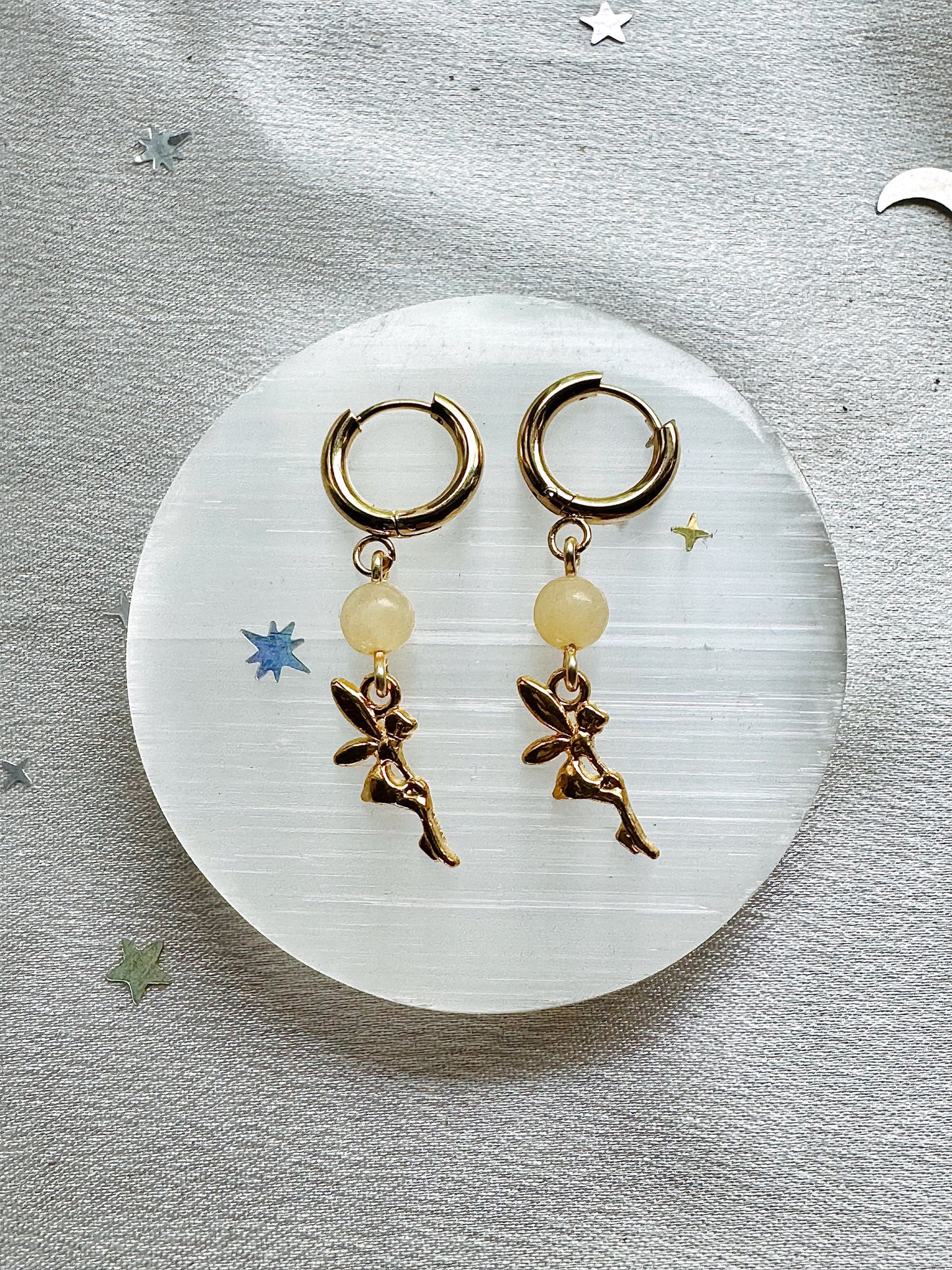 Gold Fairy Yellow Calcite Earrings