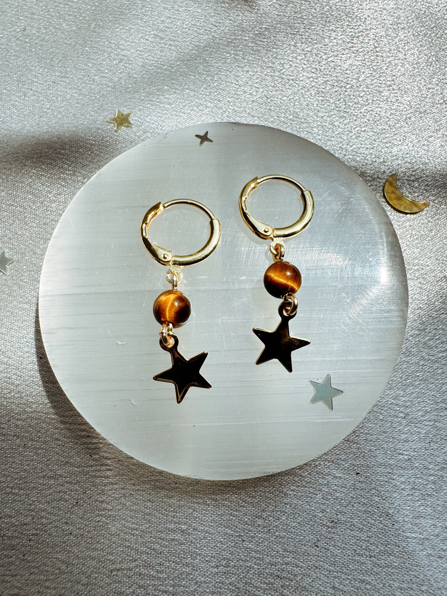 Gold Star Gemstone Earrings