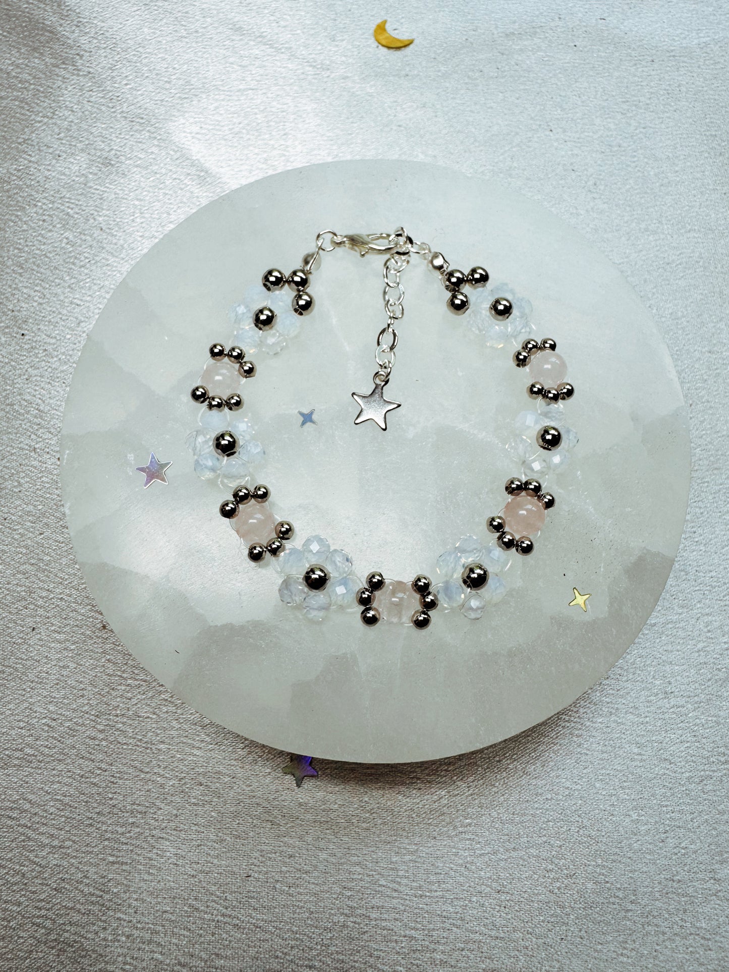 Gemstone Beaded Flower Bracelet