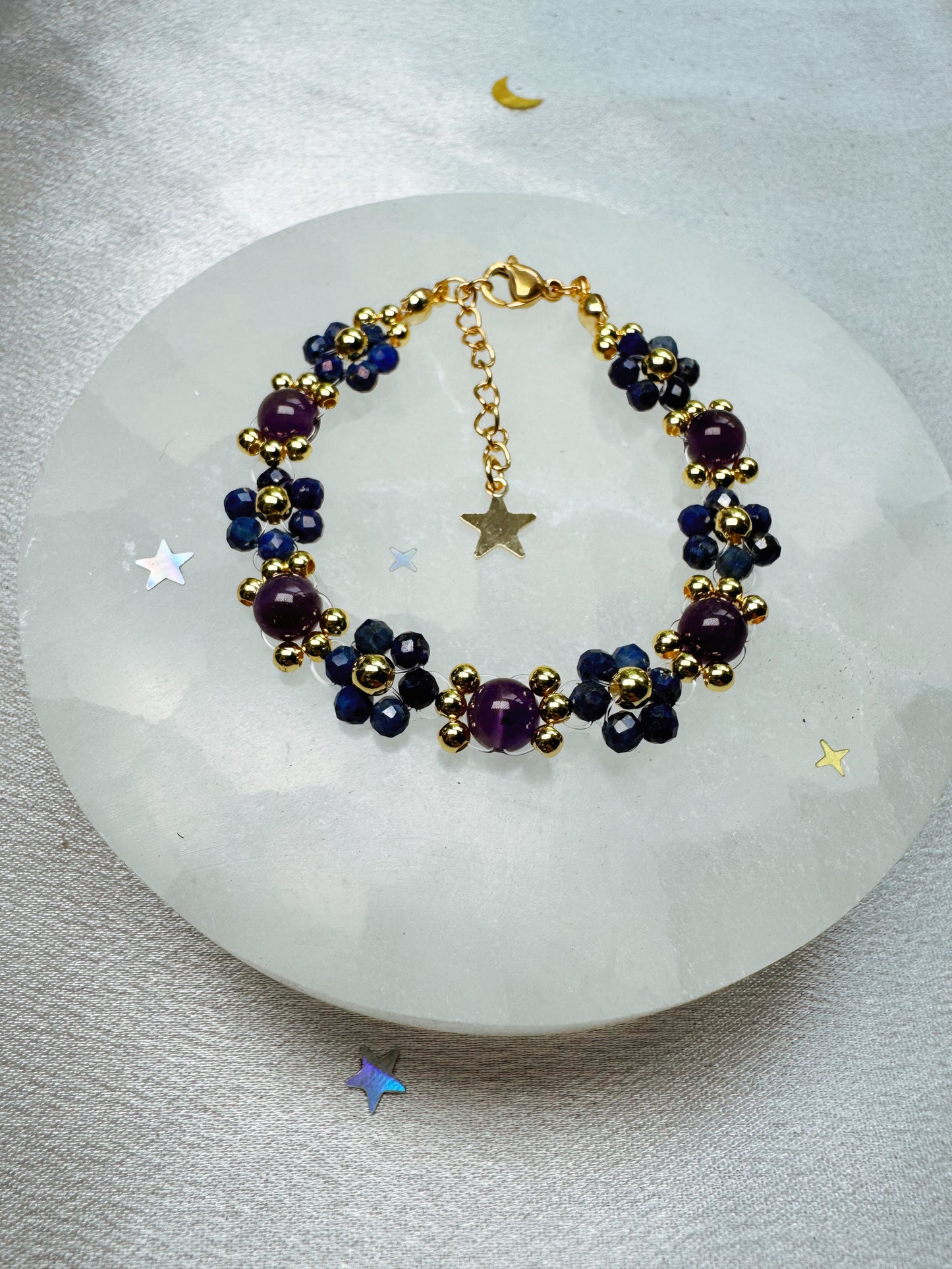 Gemstone Beaded Flower Bracelet