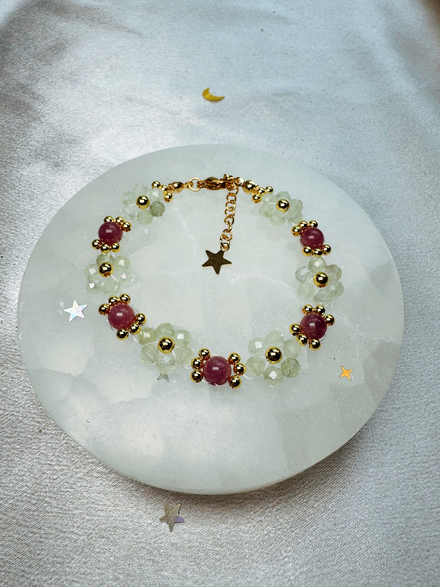 Gemstone Beaded Flower Bracelet
