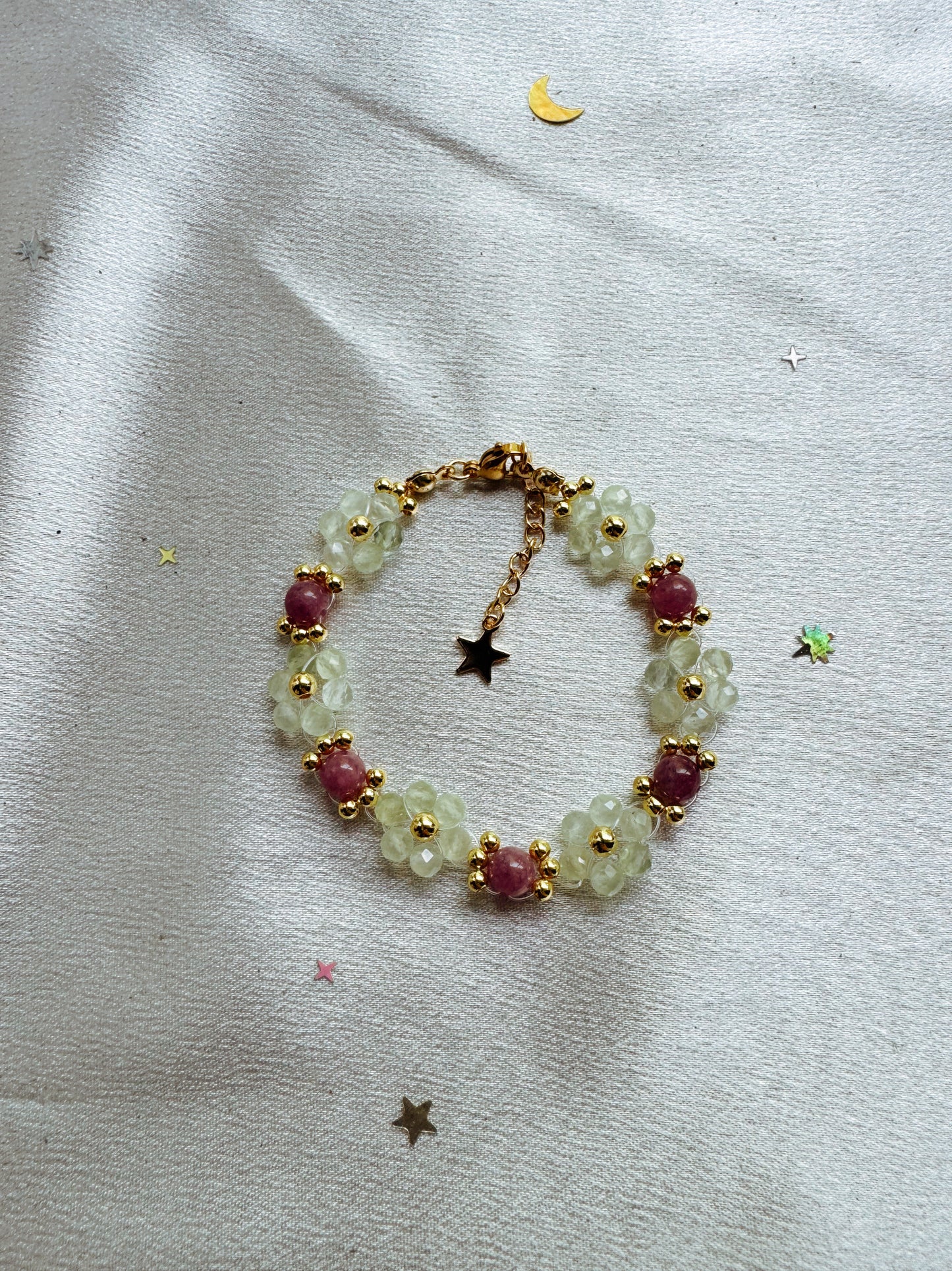 Gemstone Beaded Flower Bracelet