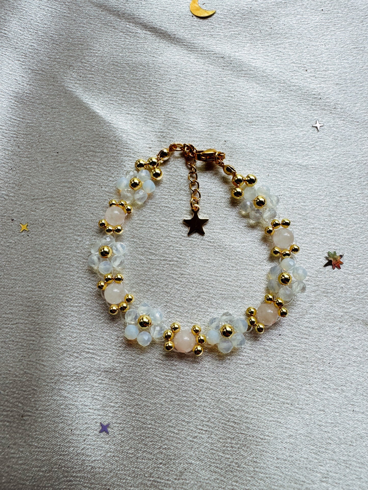 Gemstone Beaded Flower Bracelet