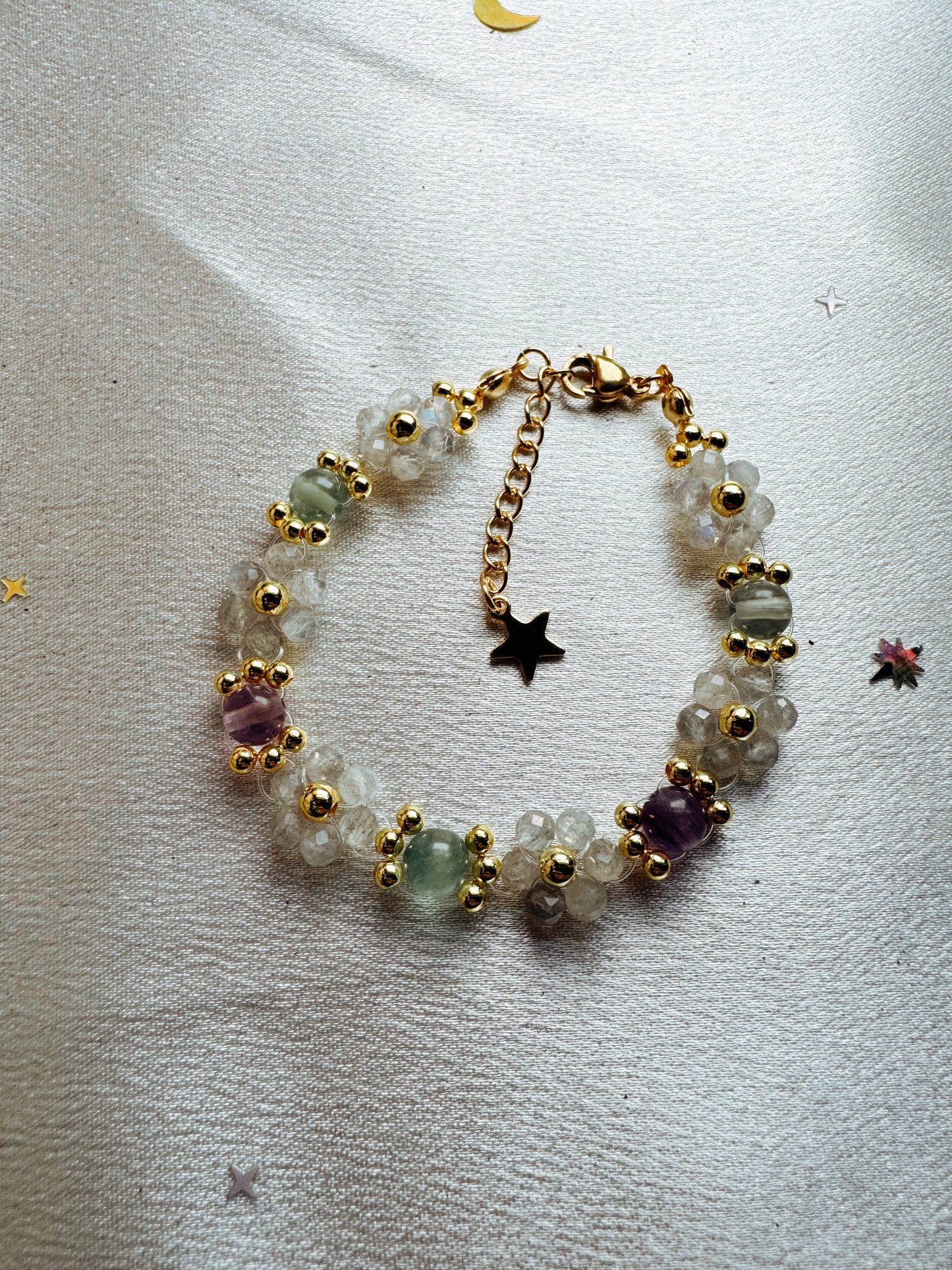 Gemstone Beaded Flower Bracelet