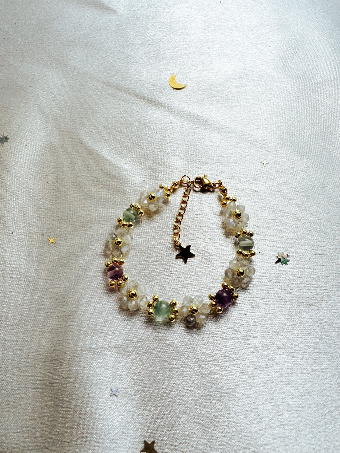 Gemstone Beaded Flower Bracelet