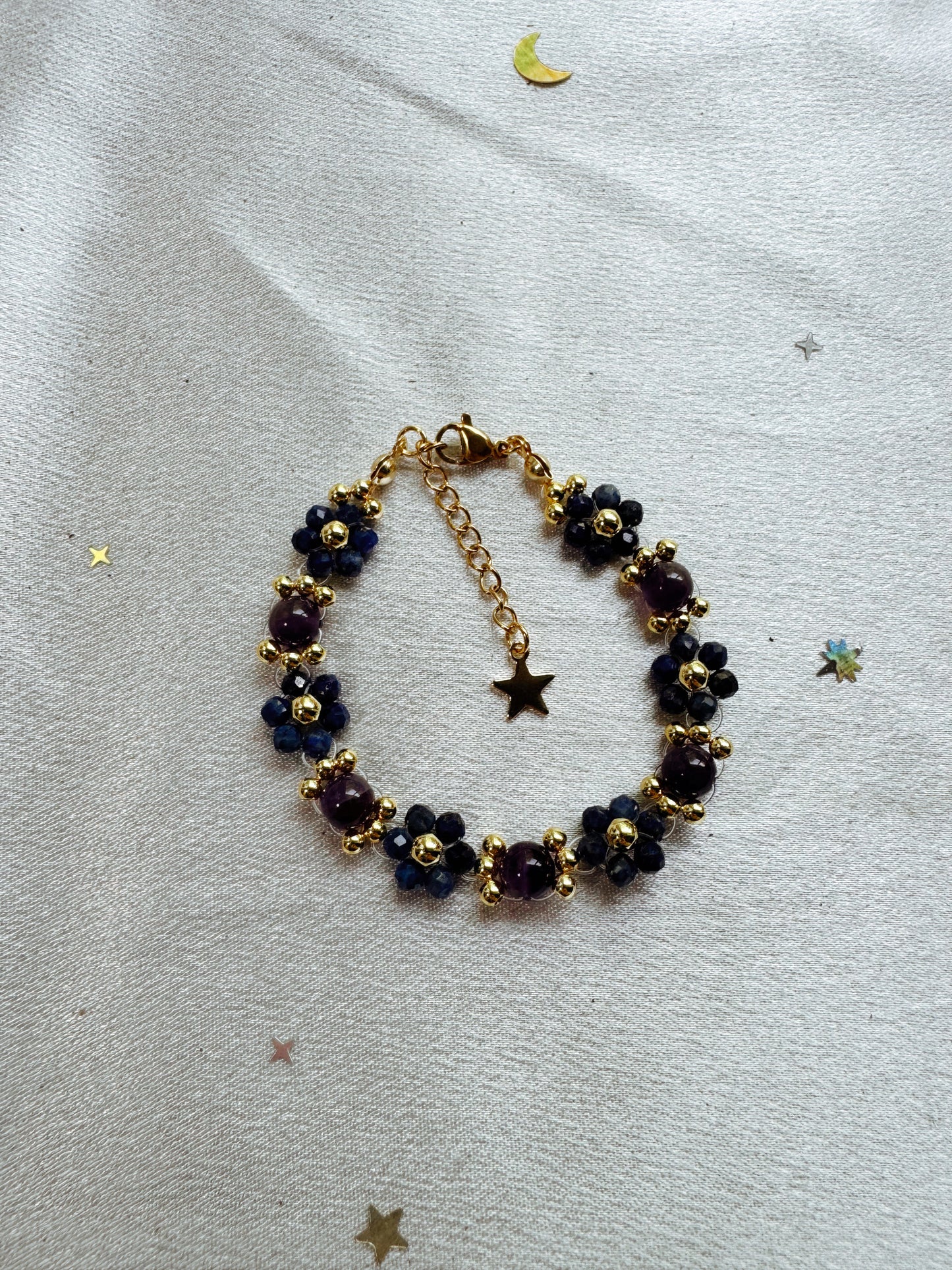 Gemstone Beaded Flower Bracelet
