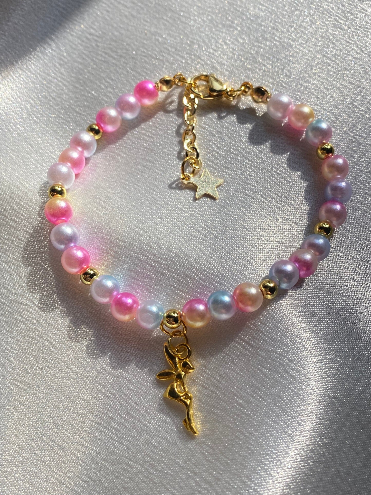 Cute Faerie Charm Bracelet with Colorful Faux Pearls Girl Teenager Gift Birthday Fairy Acotar Jewelry Christmas Valentines For Her Handmade