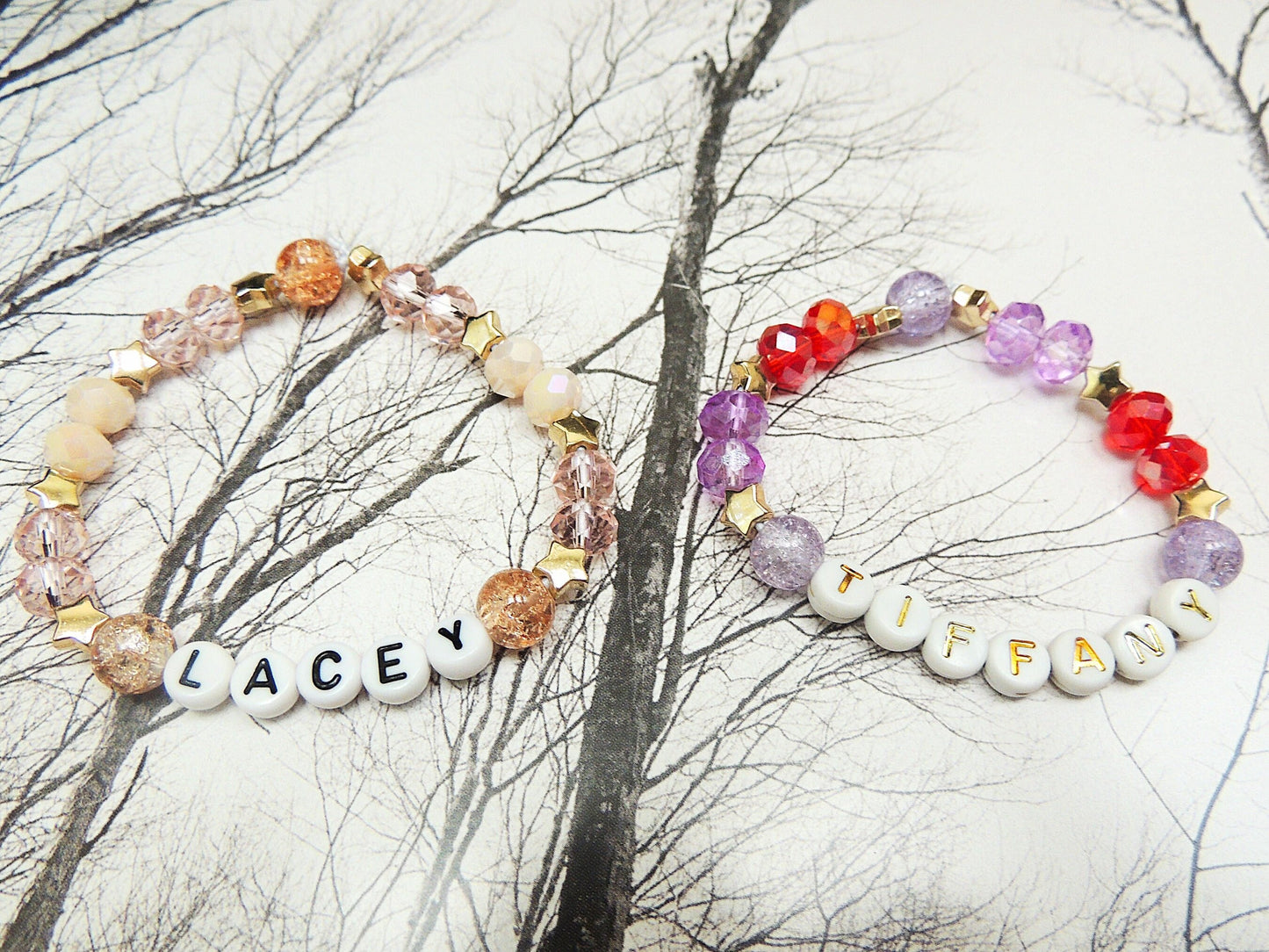 Custom Friendship Bracelets Crystal Beads Personalized Name Christmas Birthday For Her Him Cute One of a Kind Handmade