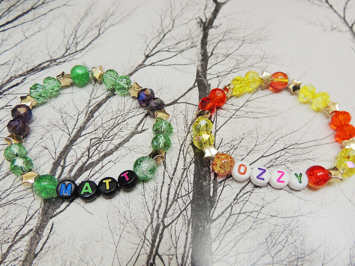 Custom Friendship Bracelets Crystal Beads Personalized Name Christmas Birthday For Her Him Cute One of a Kind Handmade