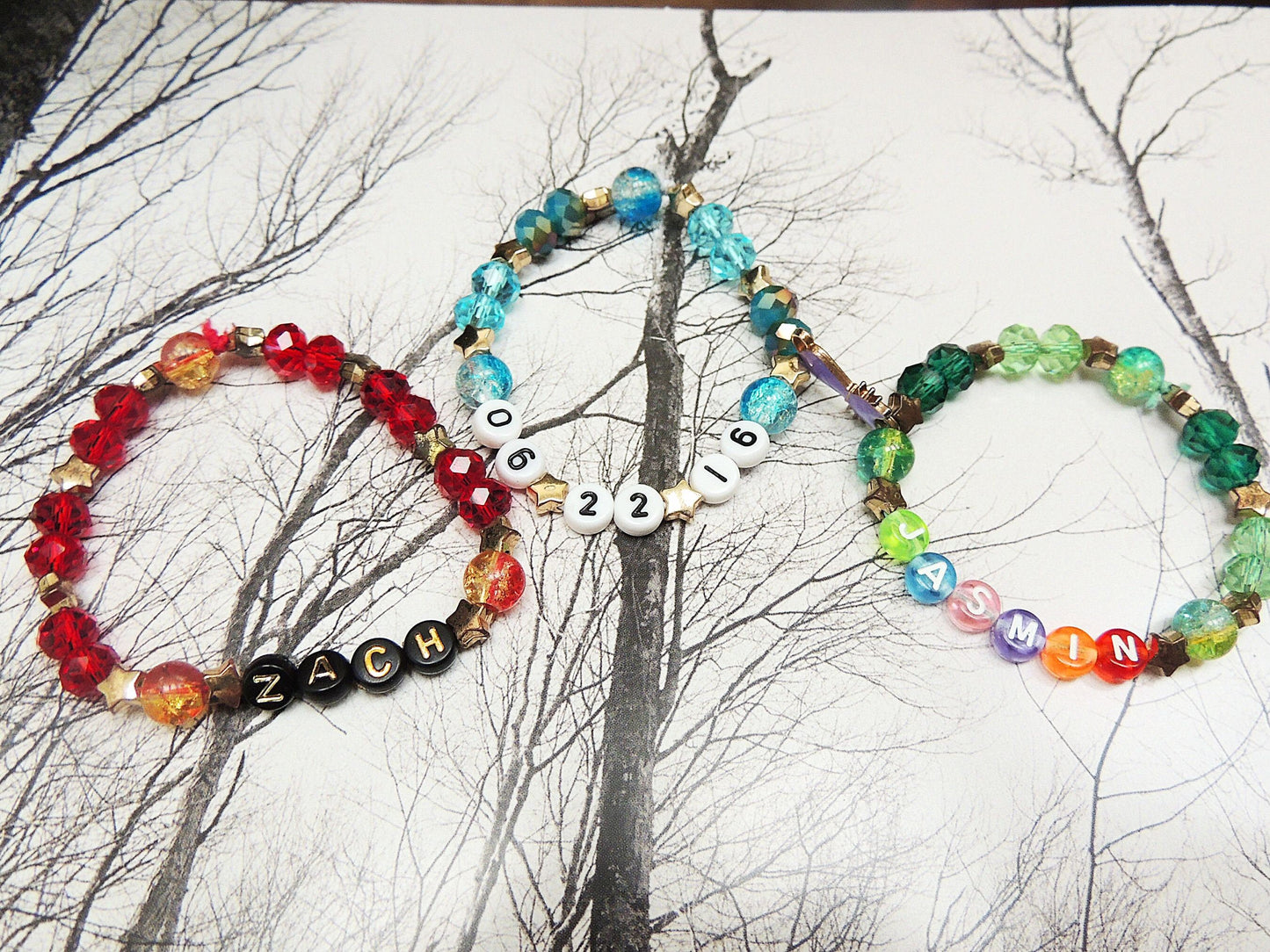 Custom Friendship Bracelets Crystal Beads Personalized Name Christmas Birthday For Her Him Cute One of a Kind Handmade