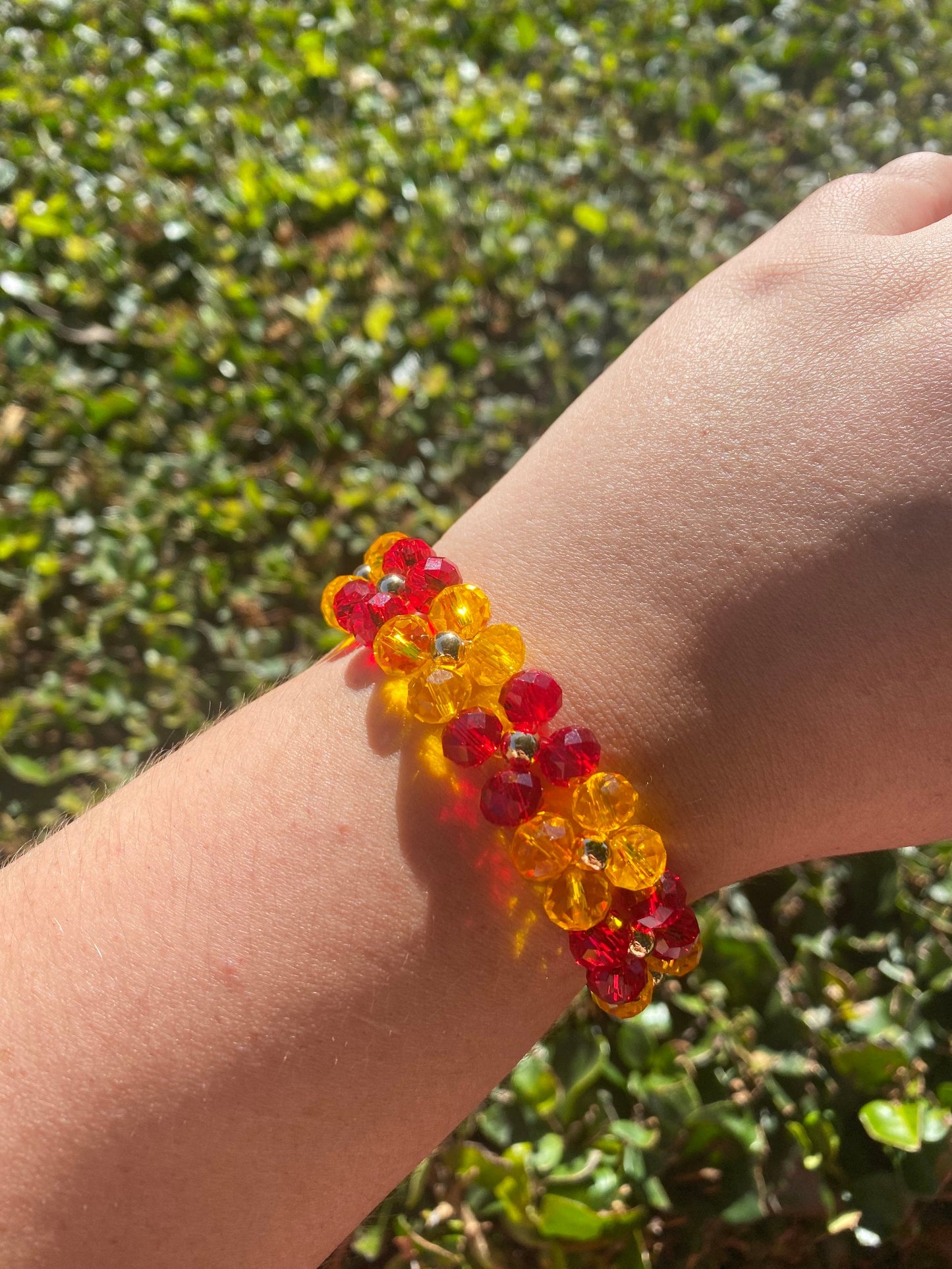 Cute Chunky Red and Gold Yellow Beaded Bracelet | Bracelet | Mothers Day Gift | Birthday Gift | Bridesmaid Gift | Jewelry |Beaded Bracelet