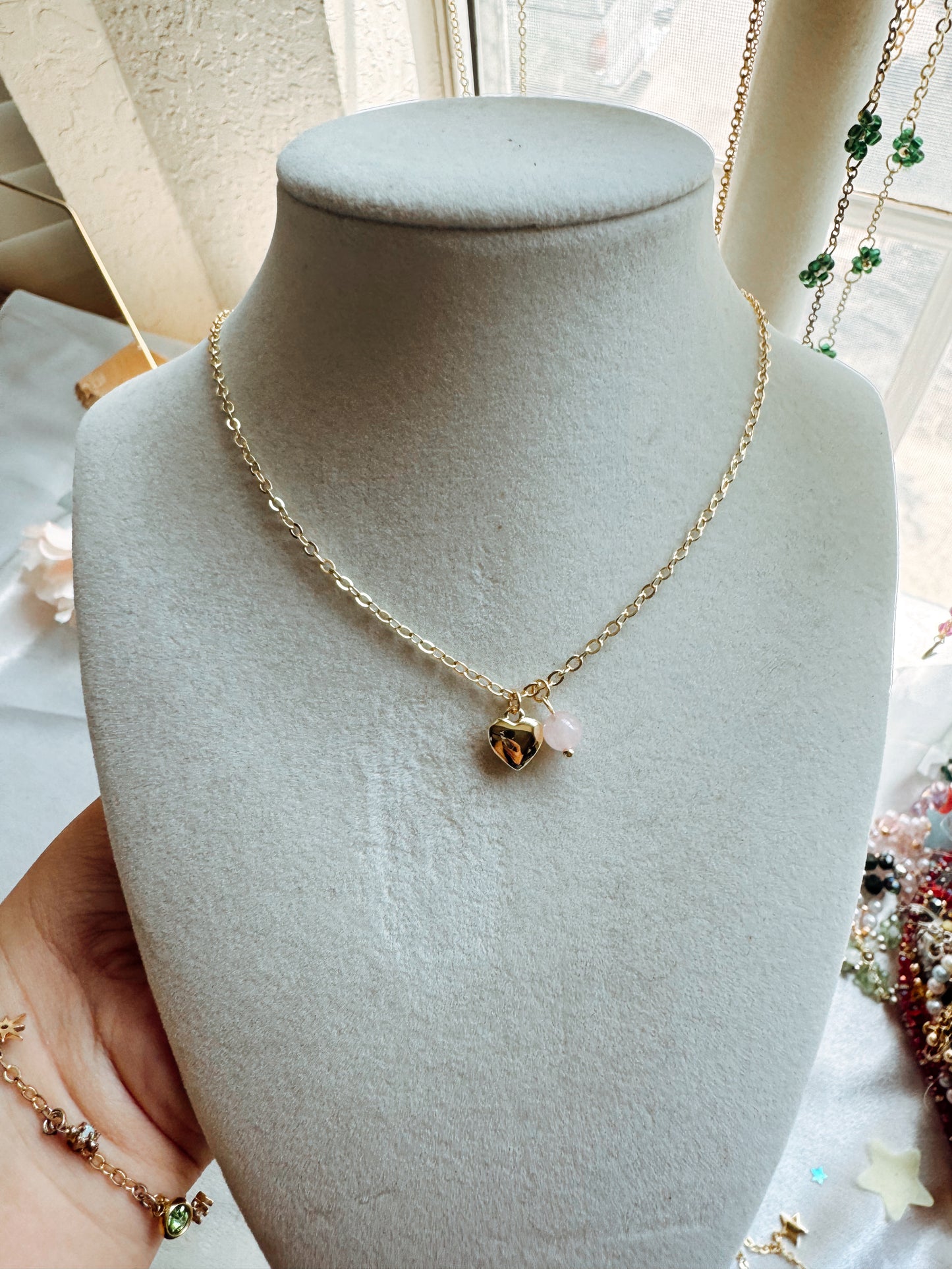 Heart Necklace with Gemstone