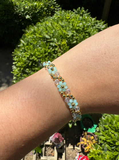 Girly pop flower bracelets with toggle clasp