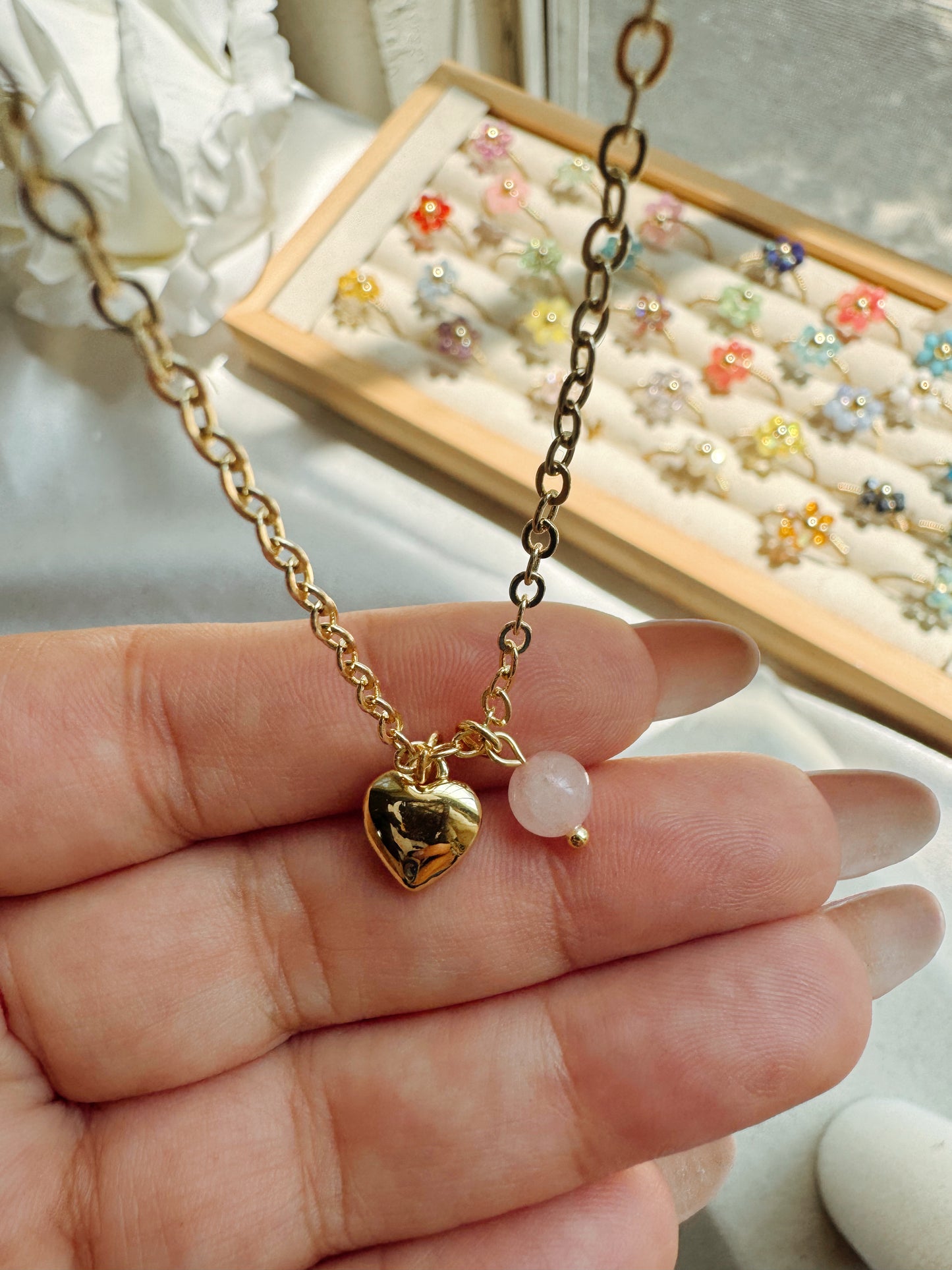 Heart Necklace with Gemstone