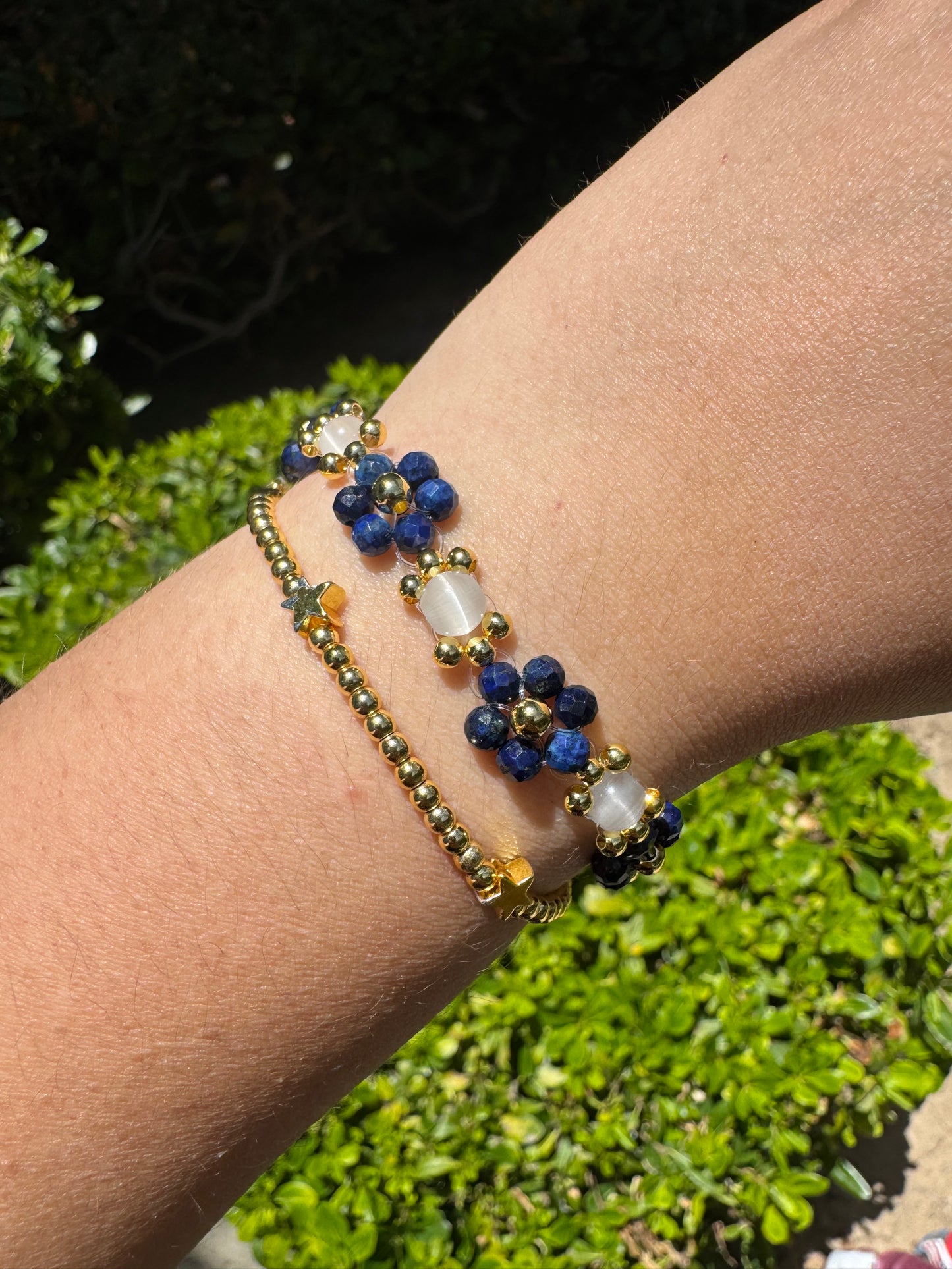 Gemstone Beaded Flower Bracelet