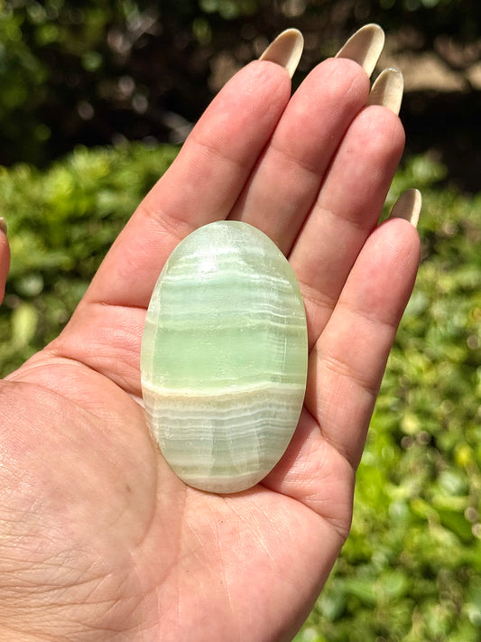 Pistachio Calcite Palm Stone