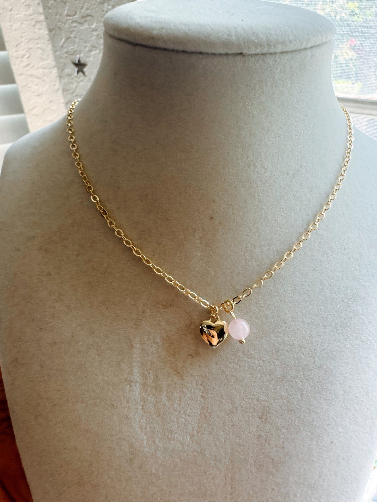 Heart Necklace with Gemstone