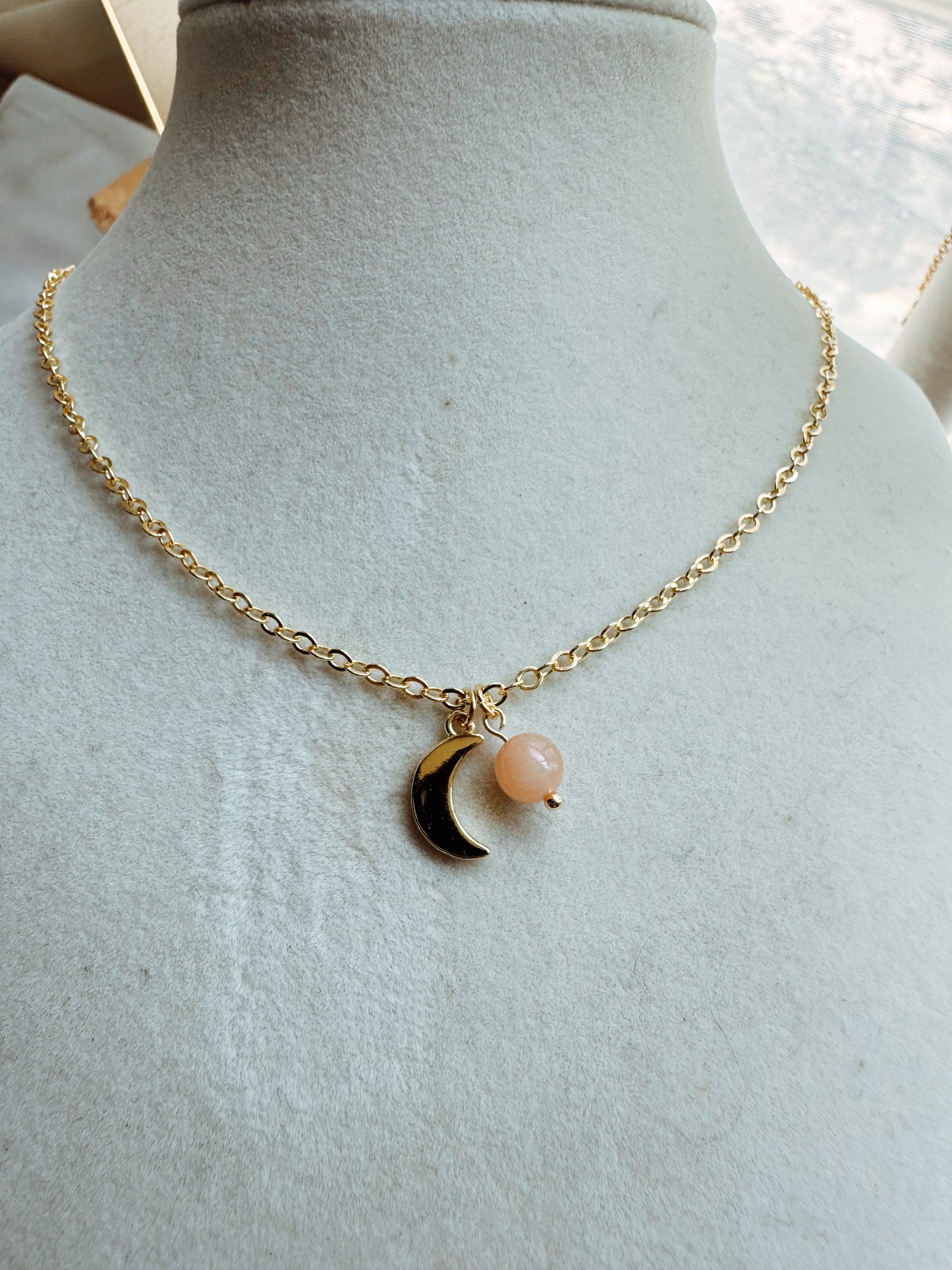 Moon Necklace with Gemstone