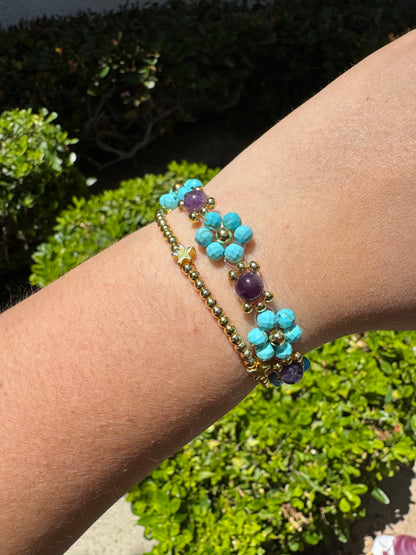 Gemstone Beaded Flower Bracelet