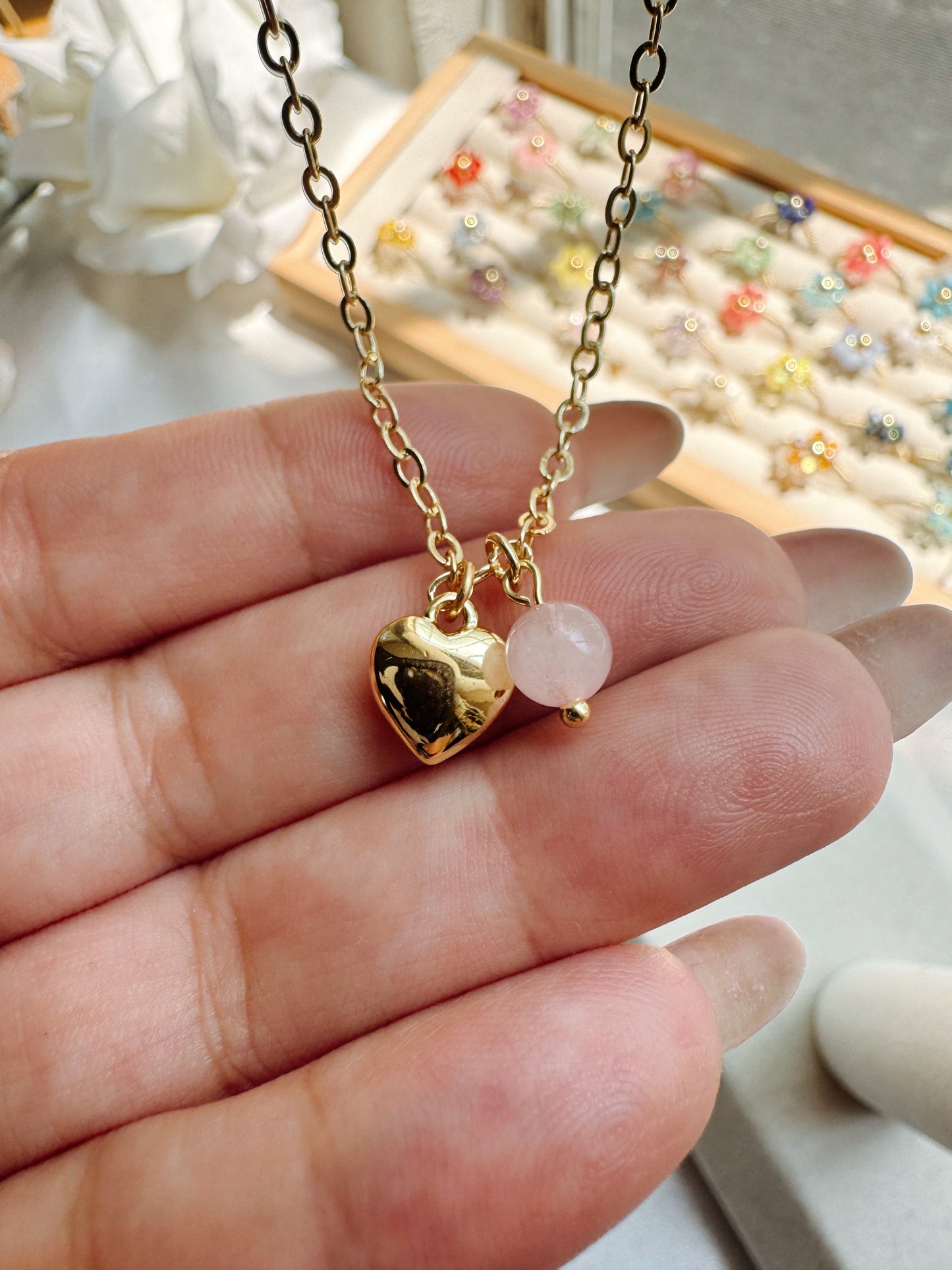 Heart Necklace with Gemstone