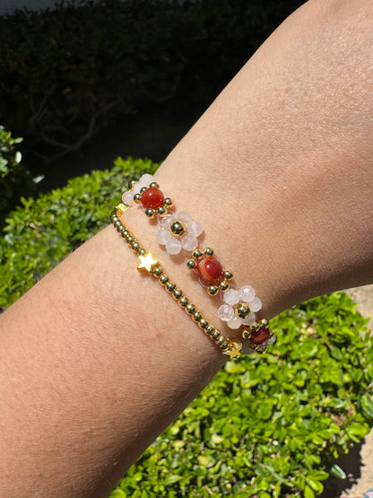 Gemstone Beaded Flower Bracelet