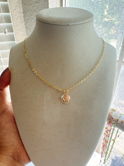 Moon Necklace with Gemstone