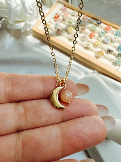 Moon Necklace with Gemstone
