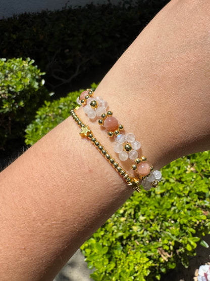 Gemstone Beaded Flower Bracelet