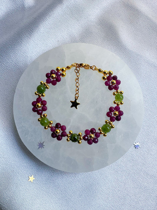 Gemstone Beaded Flower Bracelet