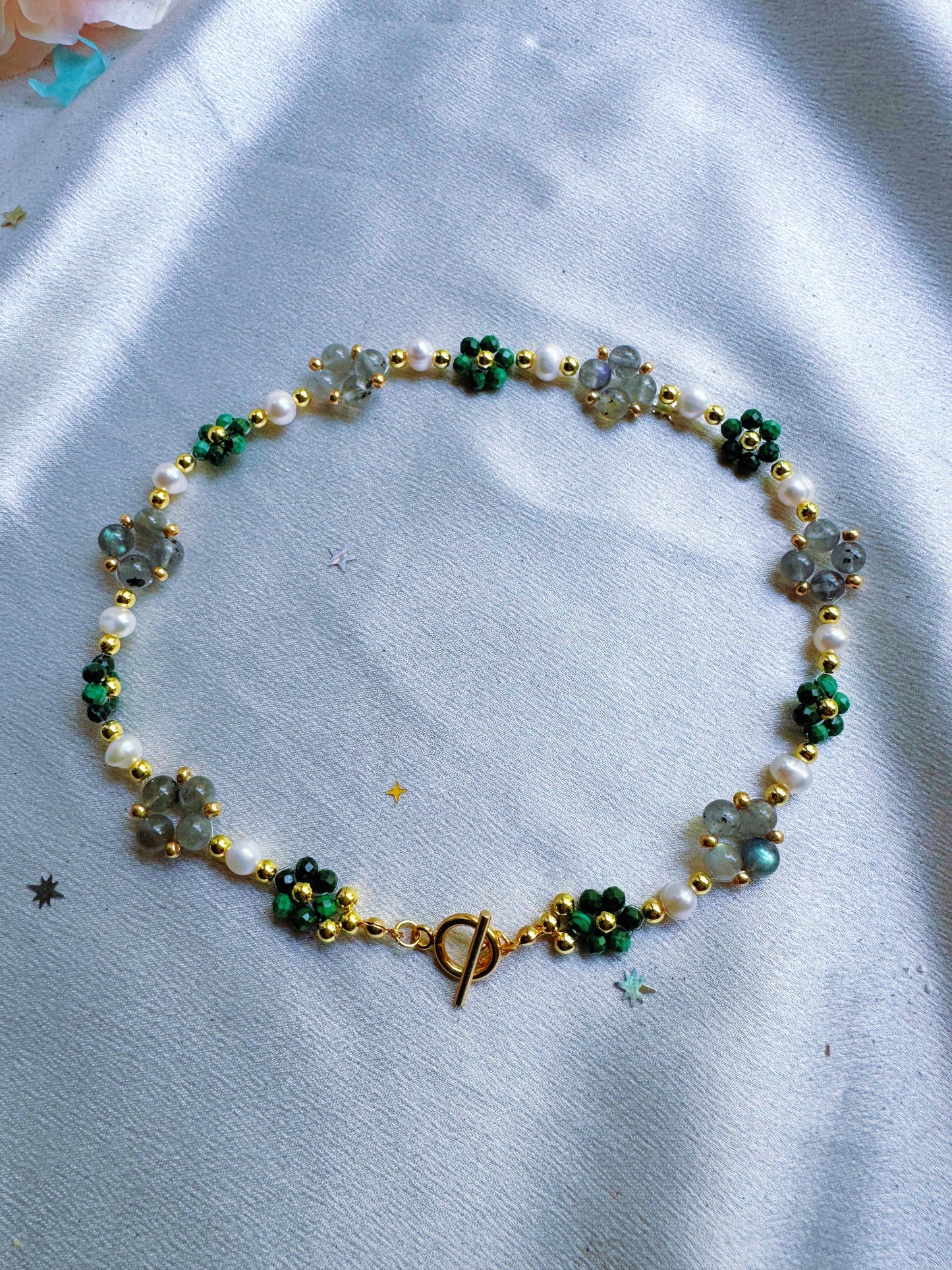 Malachite with Labradorite Gemstone Necklace