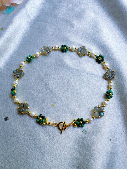 Malachite with Labradorite Gemstone Necklace