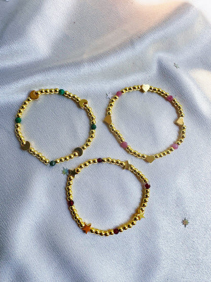 Dainty Charm Bracelet with Crystal Accents