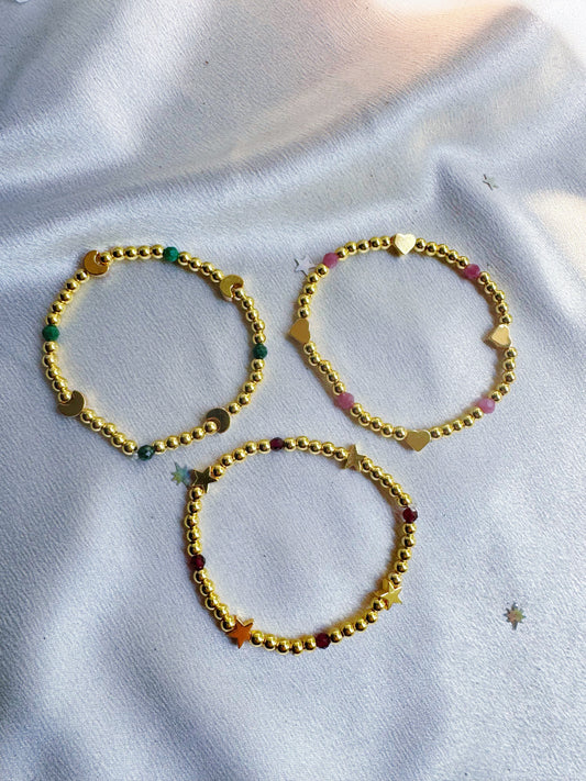 Dainty Charm Bracelet with Crystal Accents