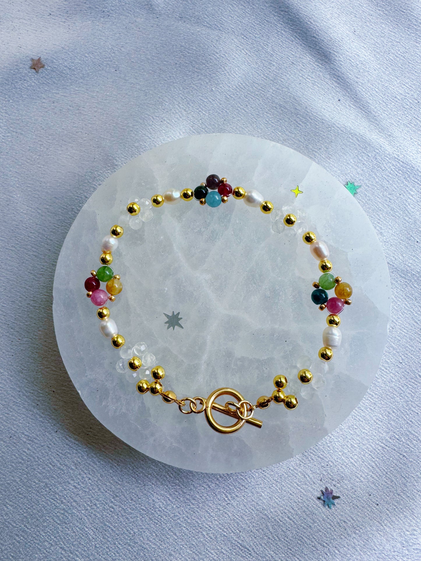 Gemstone and Pearl Beaded Bracelet