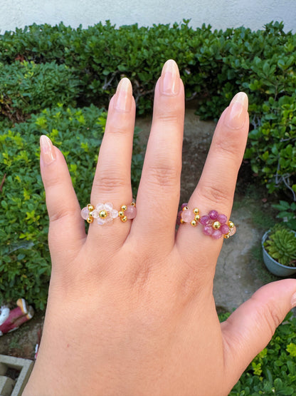 Stretchy flower crystal ring