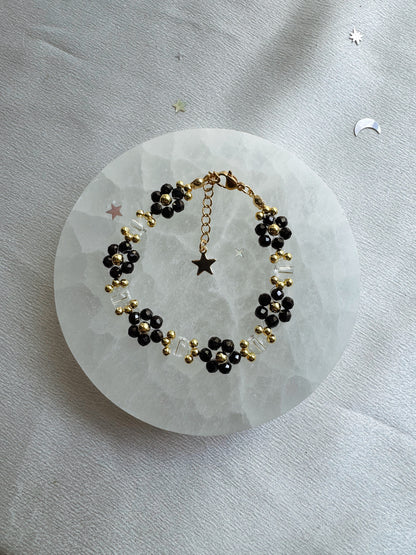 Gemstone Beaded Flower Bracelet
