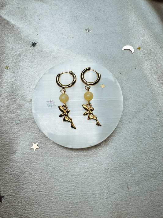 Gold Fairy Yellow Calcite Earrings