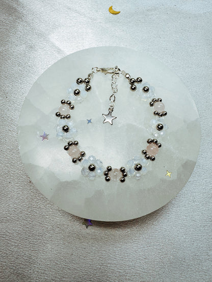 Gemstone Beaded Flower Bracelet