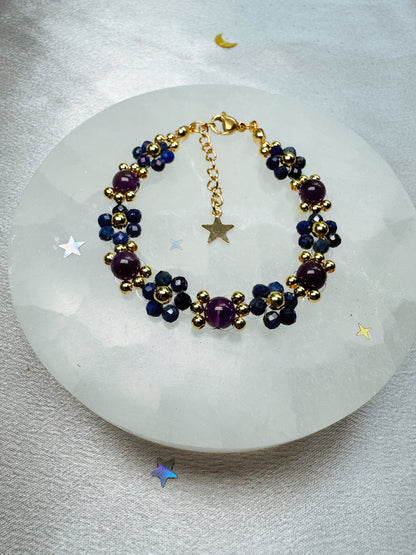 Gemstone Beaded Flower Bracelet