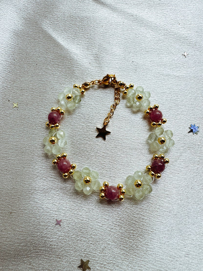 Gemstone Beaded Flower Bracelet