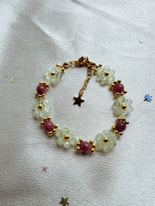 Gemstone Beaded Flower Bracelet