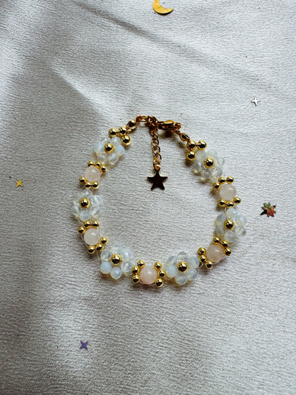 Gemstone Beaded Flower Bracelet