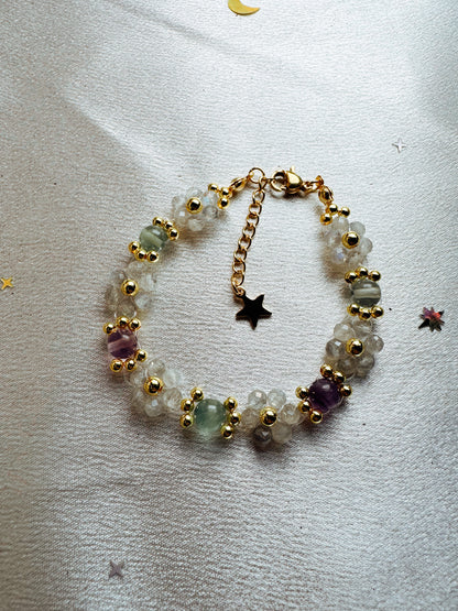 Gemstone Beaded Flower Bracelet